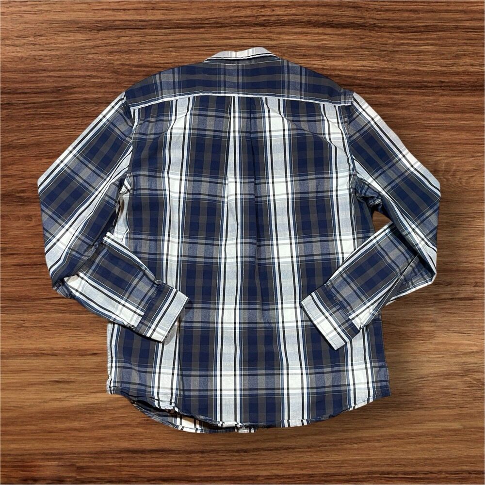 U.S. Polo Assn. Mens Classic Navy‎ Plaid Long Sleeve Button-Down Shirt Men’s L - Picture 2 of 5